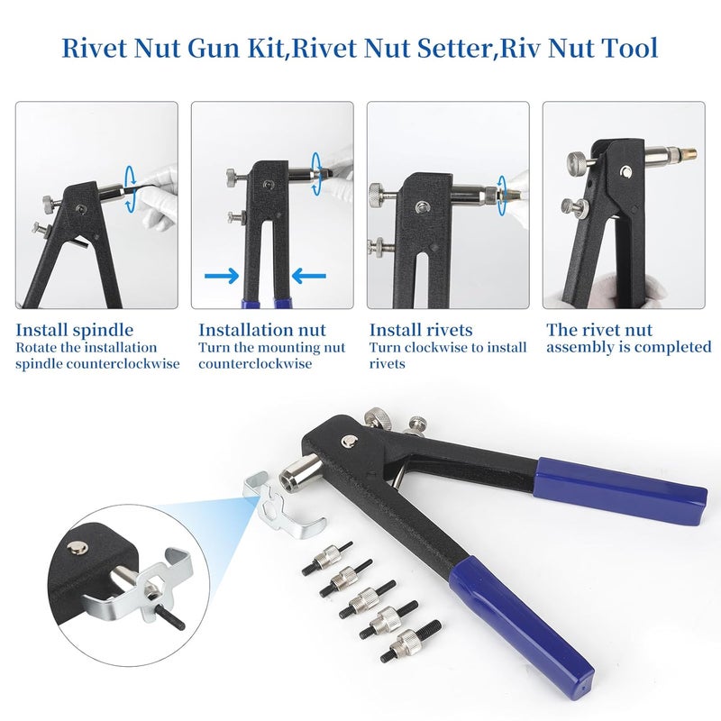 AOSHIDA Rivet nut Tool kit,rivnut Tool,500Pcs Metric Rivet Nut Combination (M3/M4/M5/M6/M8) Nutsert Tool kit，Suitable for Automotive, Marine, Decoration, Furniture, Industry, Rivet nut Set - Image 3